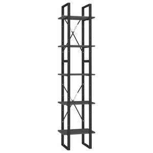 Bücherregal 5 Fächer Grau 40x30x175 cm Massivholz Kiefer
