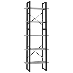 vidaXL Bibliothèque 5 étagères Gris béton 60x30x175 cm Bois d'ingénierie