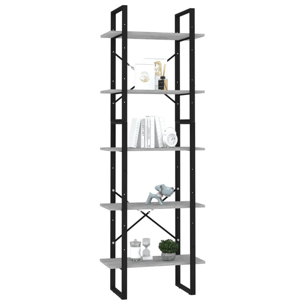 vidaXL Bibliothèque 5 étagères Gris béton 60x30x175 cm Bois d'ingénierie