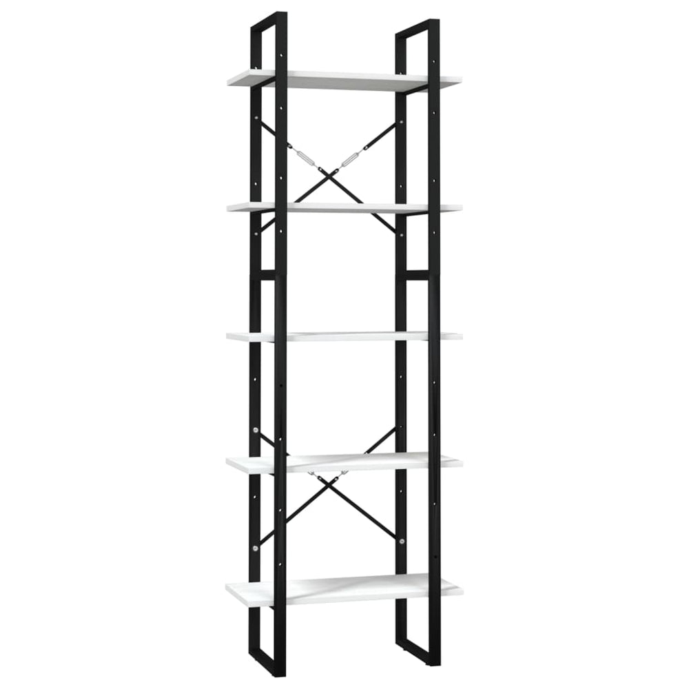 Bücherregal 5 Fächer Weiß 60x30x175 cm Massivholz Kiefer