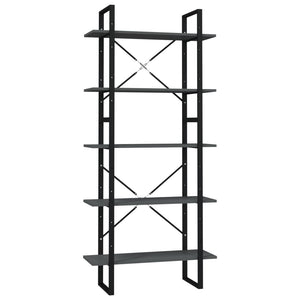 Bücherregal 5 Fächer Grau 80x30x175 cm Holzwerkstoff