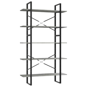 vidaXL Bibliothèque 5 étagères Gris béton 100x30x175 cm Bois d'ingénierie