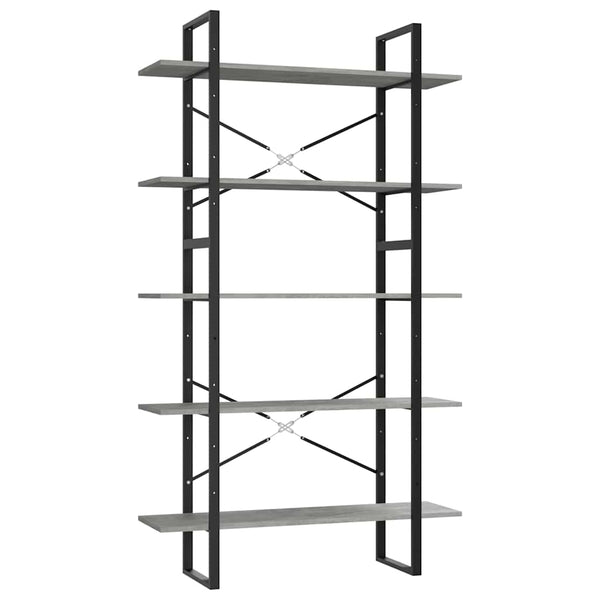 vidaXL Bibliothèque 5 étagères Gris béton 100x30x175 cm Bois d'ingénierie