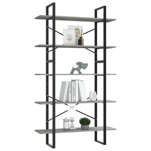 vidaXL Bibliothèque 5 étagères Gris béton 100x30x175 cm Bois d'ingénierie