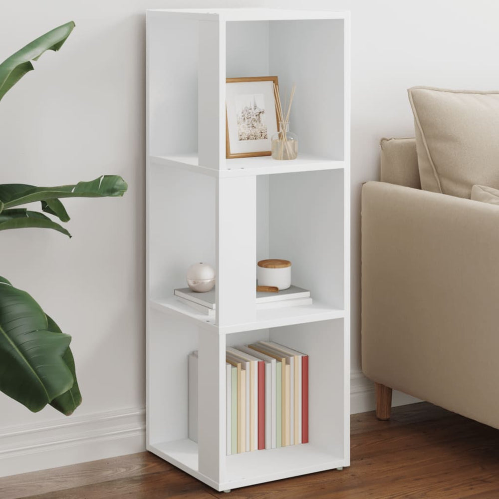 vidaXL Étagère d'angle blanc 33x33x100 cm Bois d'ingénierie