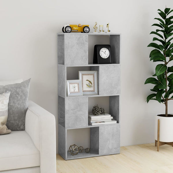 Betongraues Bücherregal/Raumteiler, 60 cm