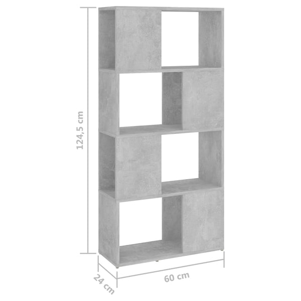 Betongraues Bücherregal/Raumteiler, 60 cm