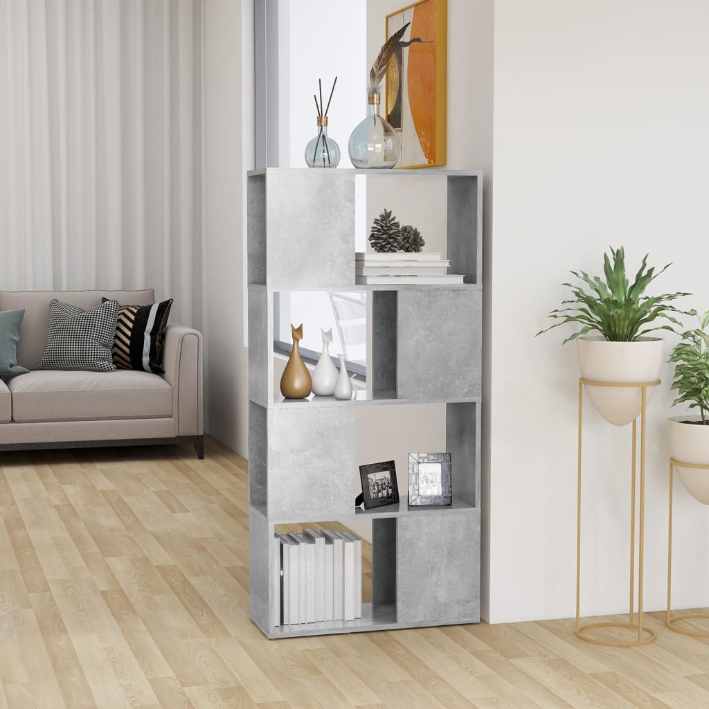 Betongraues Bücherregal/Raumteiler, 60 cm