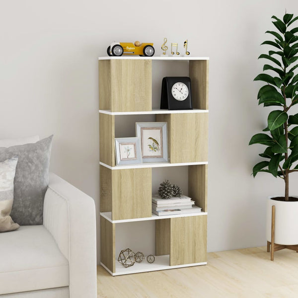 Weißes Bücherregal Sonoma-Eiche 60x24x124,5 cm