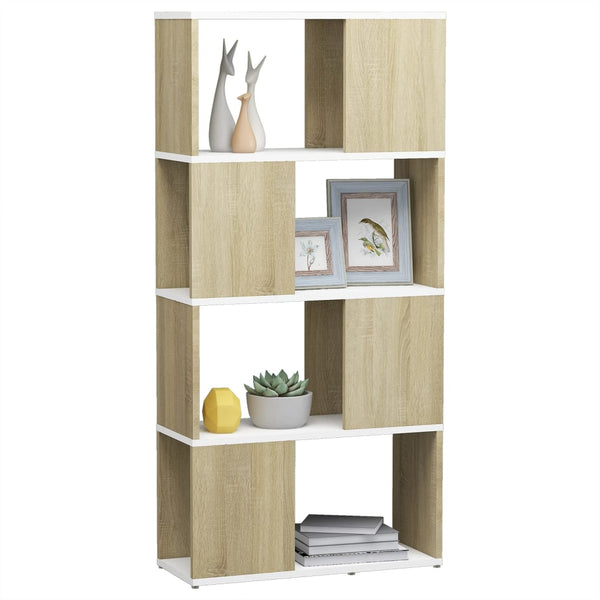 Weißes Bücherregal Sonoma-Eiche 60x24x124,5 cm