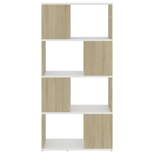 Weißes Bücherregal Sonoma-Eiche 60x24x124,5 cm