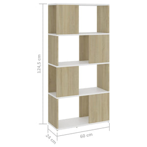 Weißes Bücherregal Sonoma-Eiche 60x24x124,5 cm