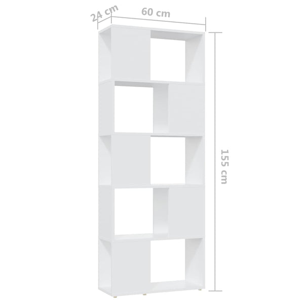 Weißes Bücherregal Raumteiler 60x24x155