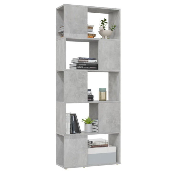 Betongraues Bücherregal Raumteiler 60x24x155 cm