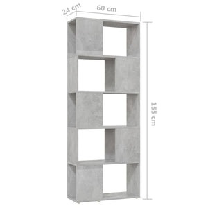 Betongraues Bücherregal Raumteiler 60x24x155 cm