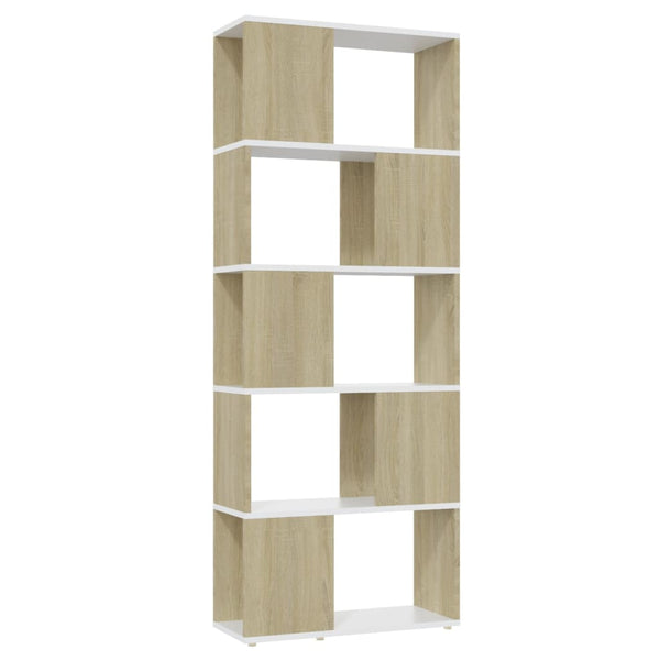 Bücherregal Raumteiler Weiß/Sonoma-Eiche 60x155 cm