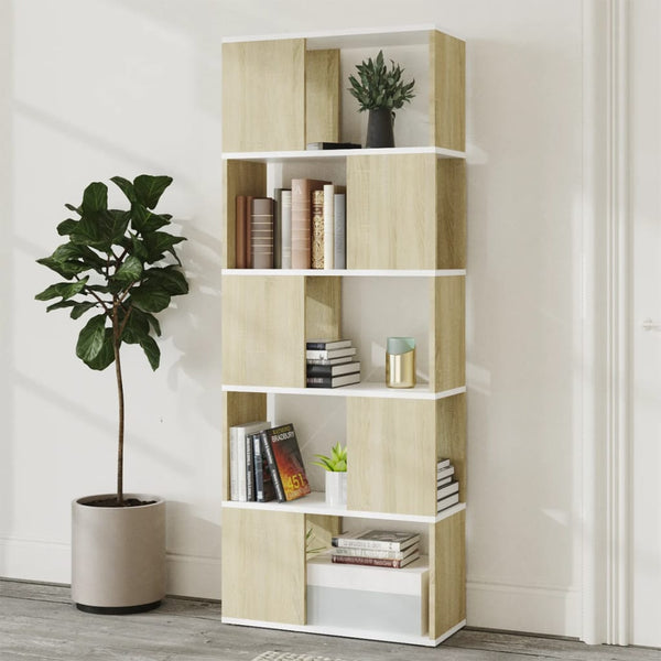Bücherregal Raumteiler Weiß/Sonoma-Eiche 60x155 cm