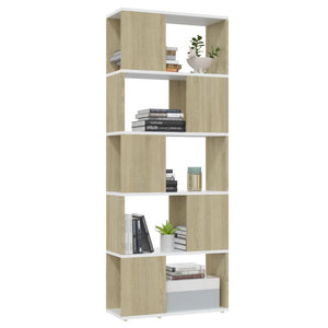 Bücherregal Raumteiler Weiß/Sonoma-Eiche 60x155 cm