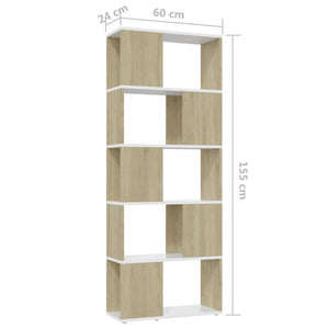 Bücherregal Raumteiler Weiß/Sonoma-Eiche 60x155 cm