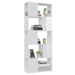 Hochglanz Bücherregal Raumteiler Weiß 60x155 cm