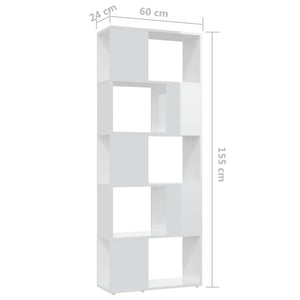 Hochglanz Bücherregal Raumteiler Weiß 60x155 cm