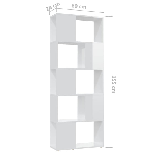 Hochglanz Bücherregal Raumteiler Weiß 60x155 cm