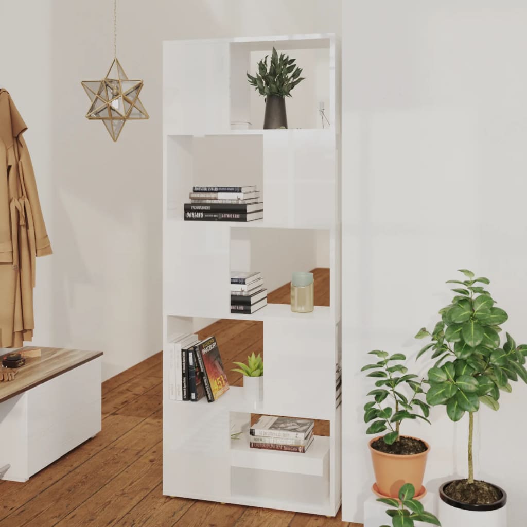 Hochglanz Bücherregal Raumteiler Weiß 60x155 cm