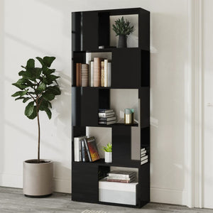 Hochglanz Bücherregal Raumteiler Schwarz 60x155 cm