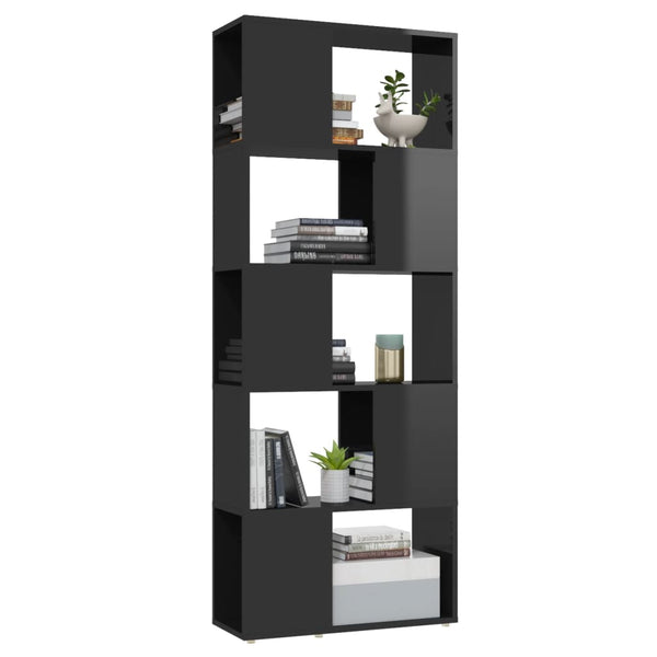 Hochglanz Bücherregal Raumteiler Schwarz 60x155 cm