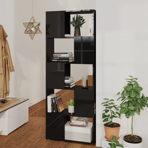 Hochglanz Bücherregal Raumteiler Schwarz 60x155 cm
