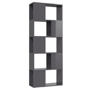 Hochglanz Bücherregal Raumteiler Grau 60x155 cm