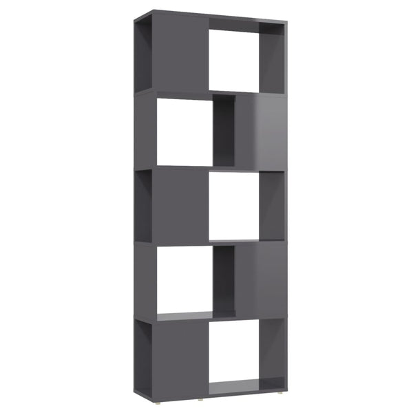 Hochglanz Bücherregal Raumteiler Grau 60x155 cm