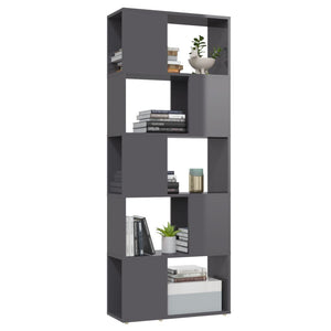 Hochglanz Bücherregal Raumteiler Grau 60x155 cm