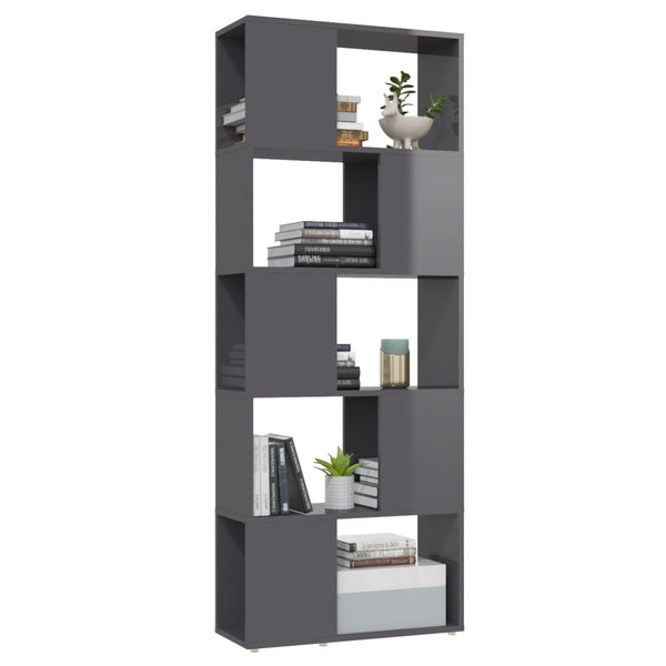Hochglanz Bücherregal Raumteiler Grau 60x155 cm