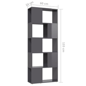 Hochglanz Bücherregal Raumteiler Grau 60x155 cm