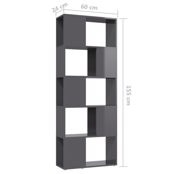 Hochglanz Bücherregal Raumteiler Grau 60x155 cm