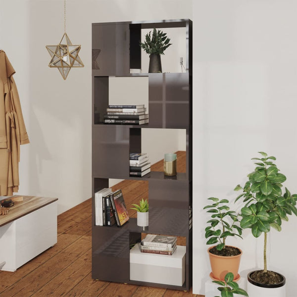 Hochglanz Bücherregal Raumteiler Grau 60x155 cm