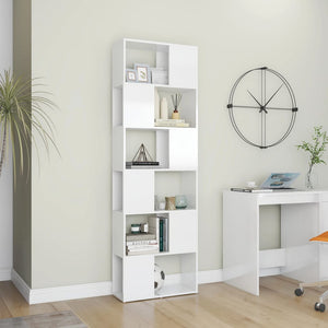 Hochglanz Bücherregal Raumteiler Weiß 60x24x186cm