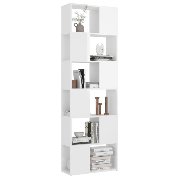 Hochglanz Bücherregal Raumteiler Weiß 60x24x186cm