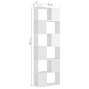 Hochglanz Bücherregal Raumteiler Weiß 60x24x186cm