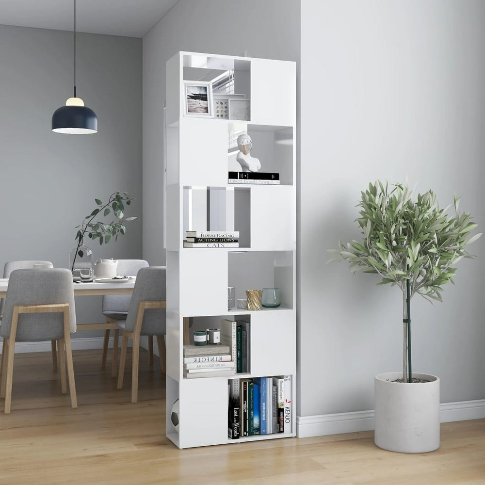 Hochglanz Bücherregal Raumteiler Weiß 60x24x186cm