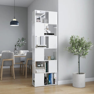 Hochglanz Bücherregal Raumteiler Weiß 60x24x186cm
