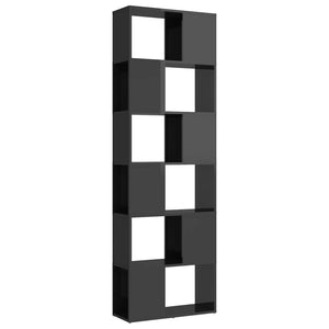 Hochglanz Bücherregal Raumteiler Grau 60x24x186 cm