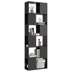 Hochglanz Bücherregal Raumteiler Grau 60x24x186 cm
