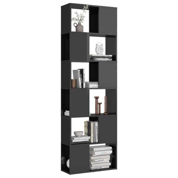 Hochglanz Bücherregal Raumteiler Grau 60x24x186 cm