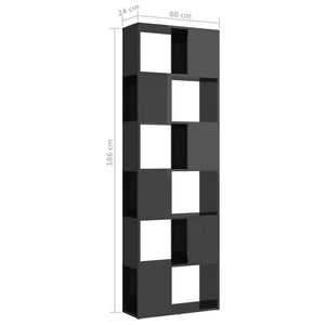 Hochglanz Bücherregal Raumteiler Grau 60x24x186 cm