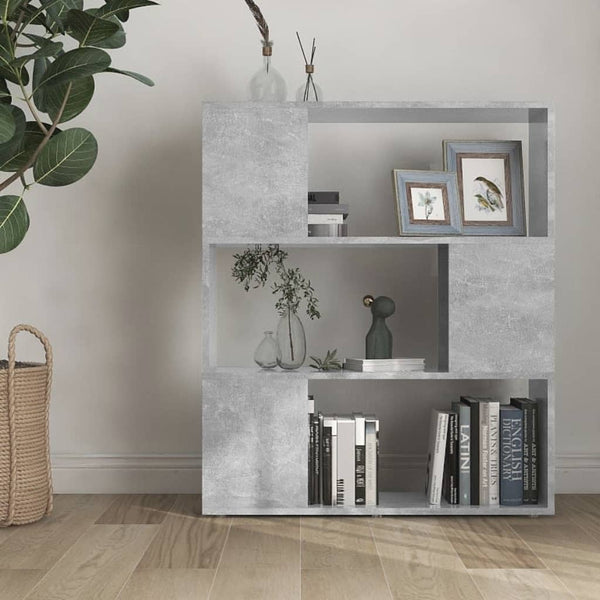 Betongraues Bücherregal/Raumteiler, 80x94 cm