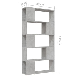 Betongraues Bücherregal Raumteiler 80x24x155 cm