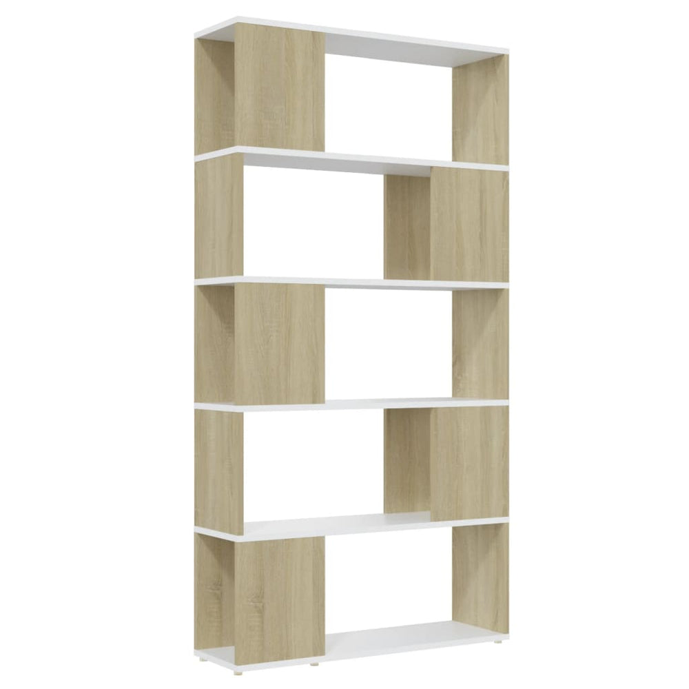 Weißes Bücherregal Raumteiler Sonoma-Eiche 80x155 cm