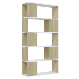Weißes Bücherregal Raumteiler Sonoma-Eiche 80x155 cm